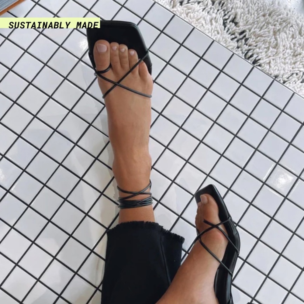 Black Lace Up Block Heels